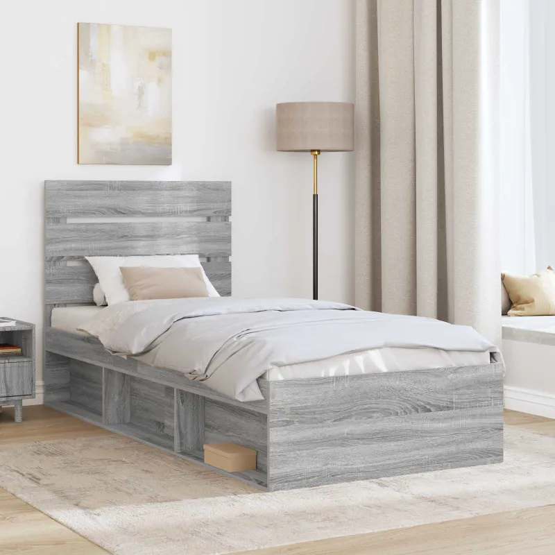 Lovos rėmas Pilkas Sonoma 90 x 190 cm Kietos pušies mediena