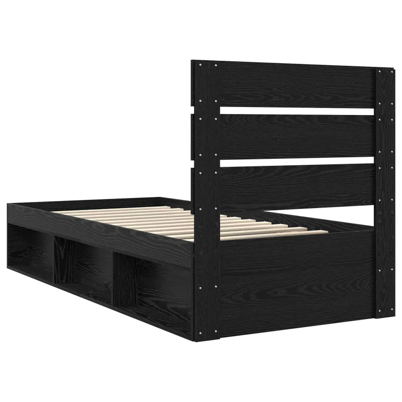 Lovos rėmas Juoda 75 x 190 cm Kietos pušies mediena