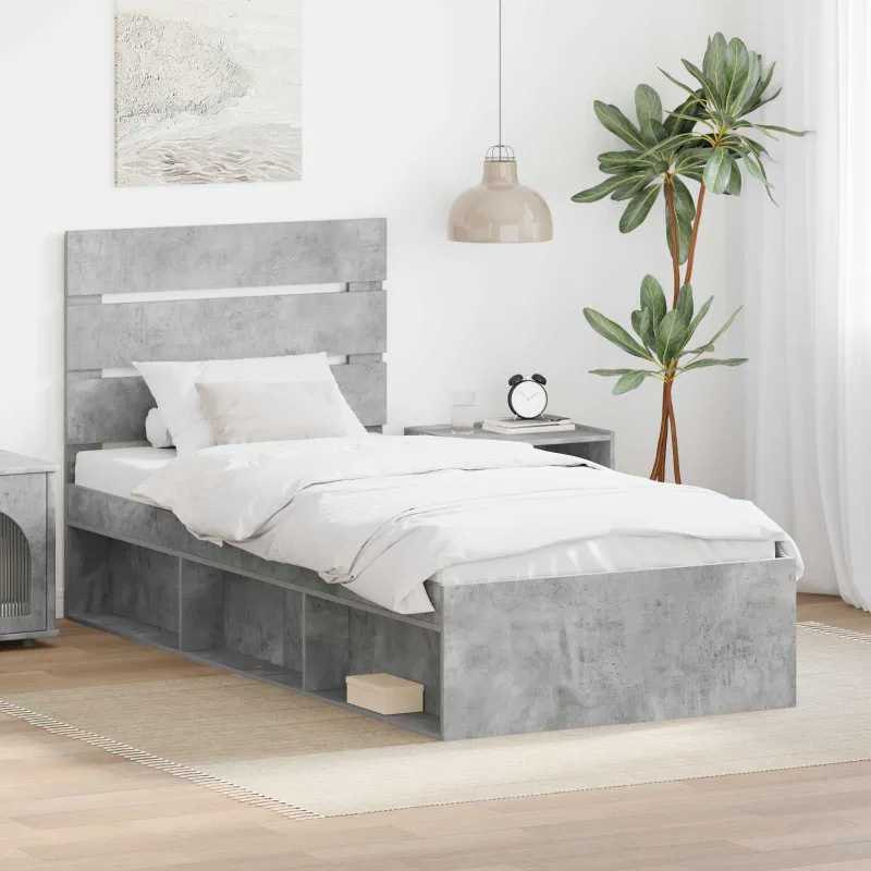 Lovos rėmas Betono pilka 75 x 190 cm Kietos pušies mediena