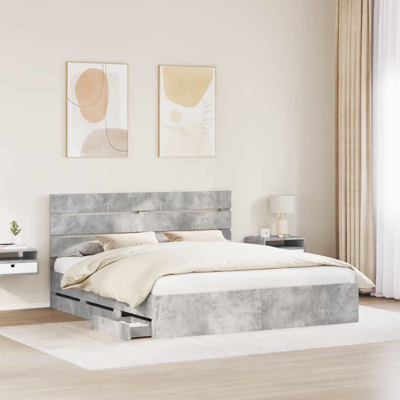 Lovos rėmas Betono pilka 200 x 200 cm Inžinerinė mediena