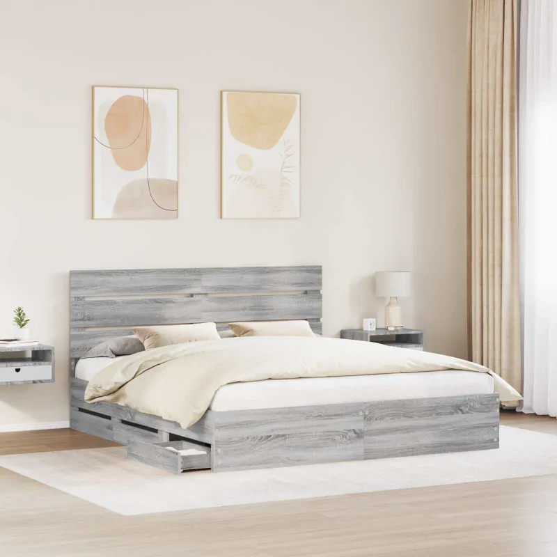 Lovos rėmas Pilkas Sonoma 180 x 200 cm Inžinerinė mediena