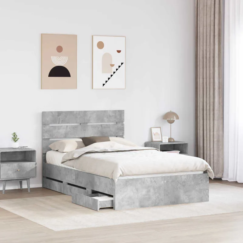 Lovos rėmas Betono pilka 135 x 190 cm Inžinerinė mediena