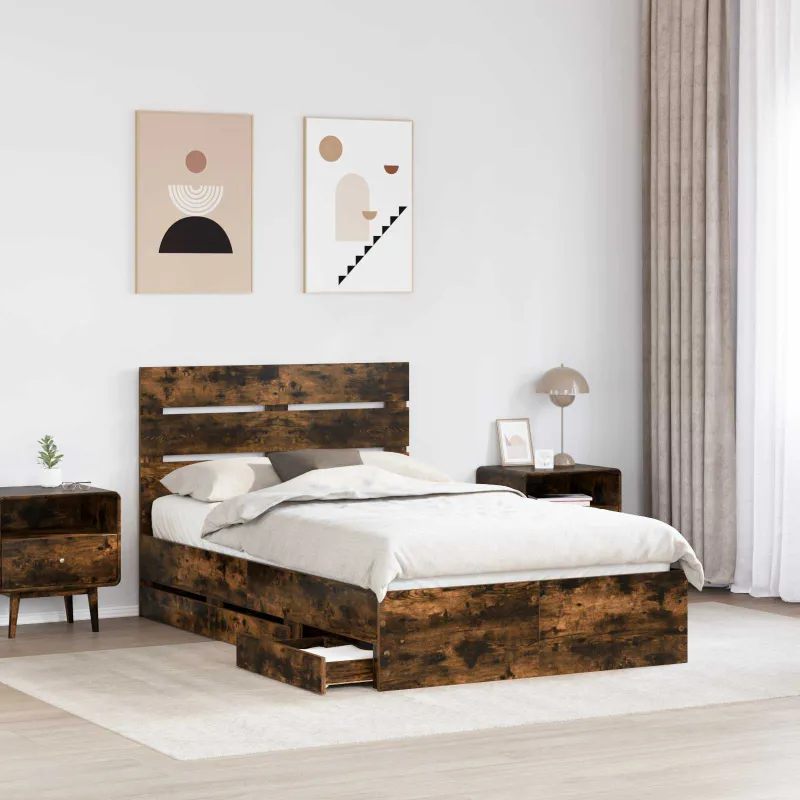 Lovos rėmas Rūkyta ąžuolas 120 x 200 cm Inžinerinė mediena