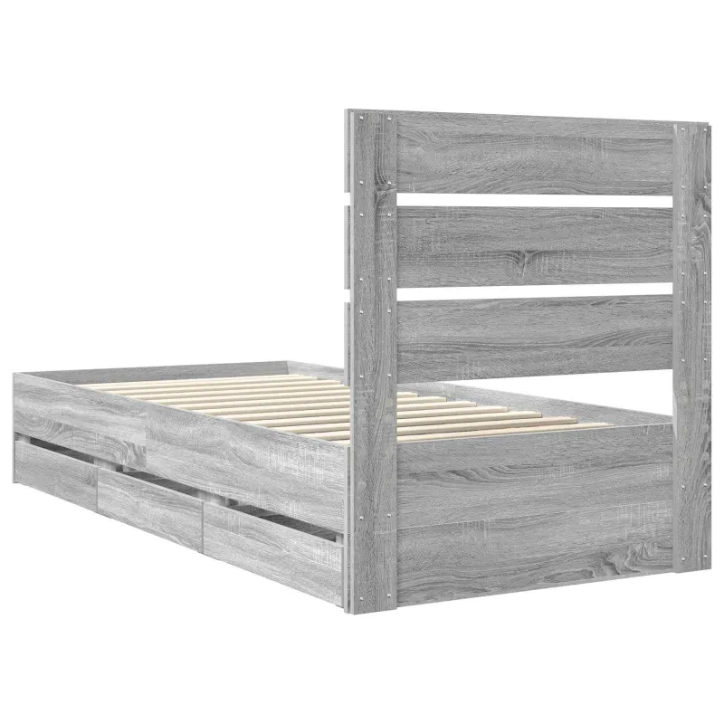 Lovos rėmas Pilkas Sonoma 75 x 190 cm Inžinerinė mediena