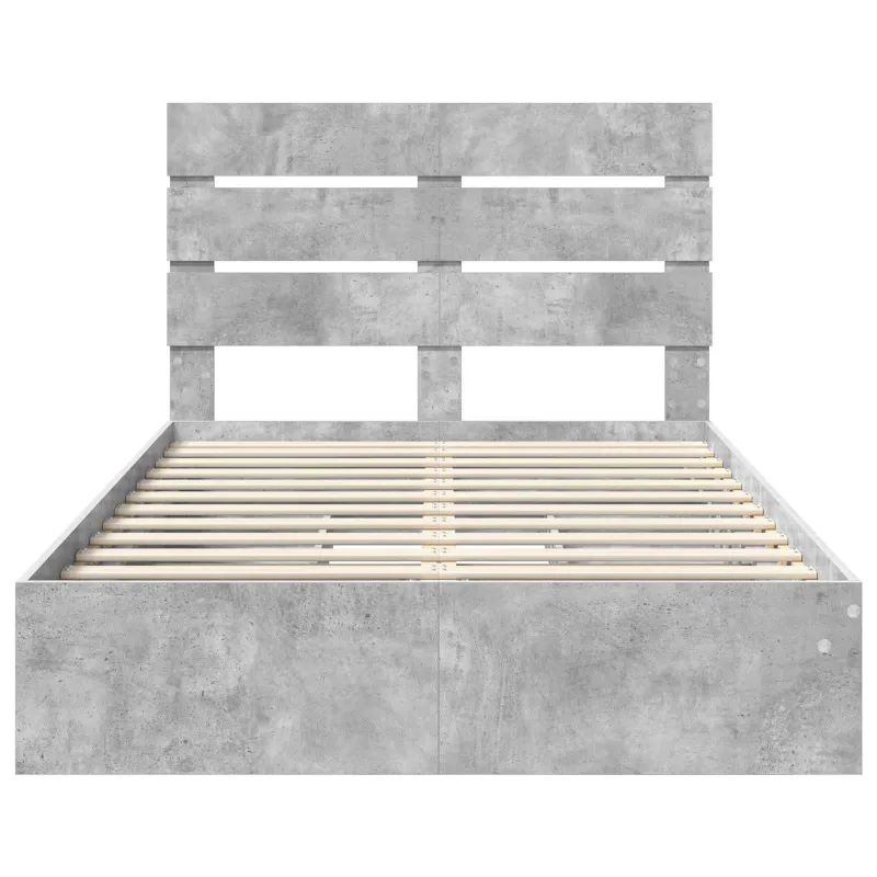 Saugos lova Betono pilka 135 x 190 cm Apdirbta mediena