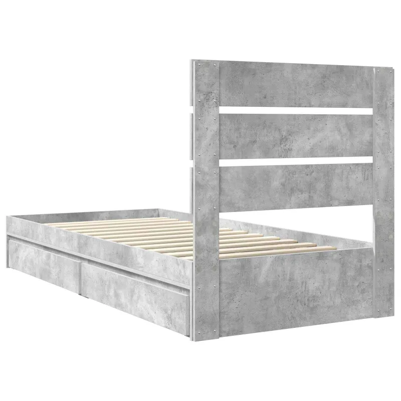 Saugos lova Betono pilka 70 x 190 cm Apdirbta mediena