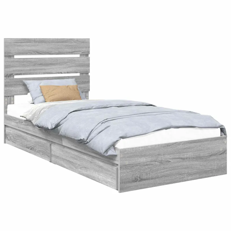 Saugos lova Pilkas Sonoma 70 x 190 cm Apdirbta mediena