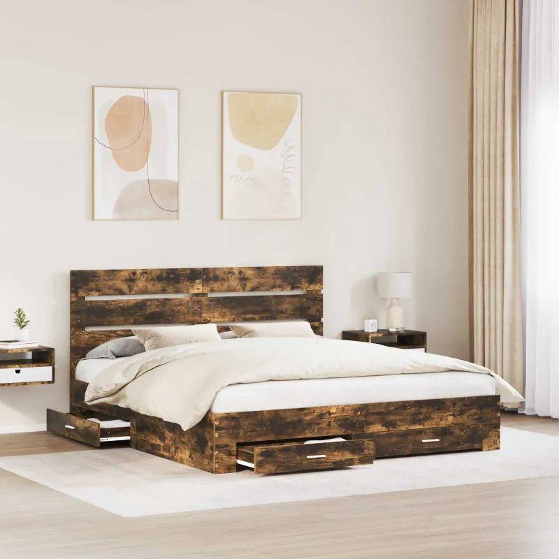 Lovos rėmas Rūkyta ąžuolas 200 x 200 cm Apdirbta mediena