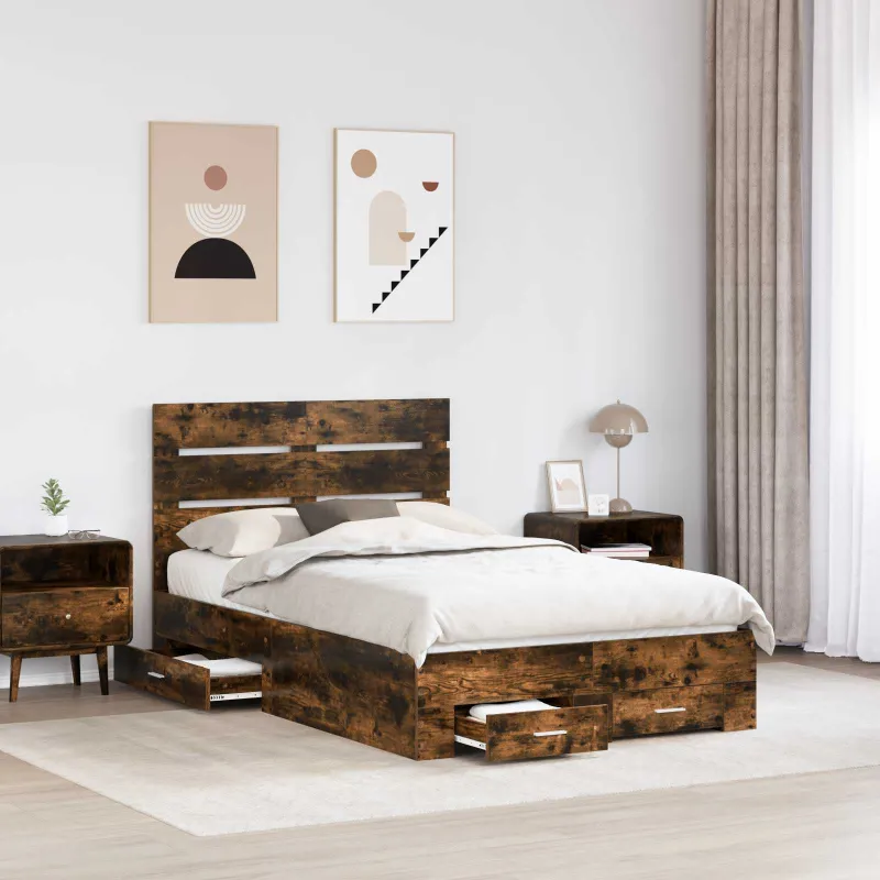 Lovos rėmas Rūkyta ąžuolas 135 x 190 cm Apdirbta mediena