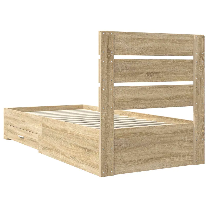 Lovos rėmas su stalčių Sonamos ąžuolo ir sidabro 75 x 190 cm
