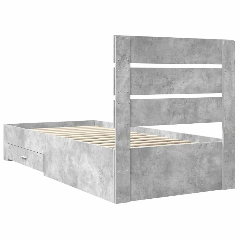 Lovos rėmas su stalčių Betono pilko ir sidabro 70 x 190 cm