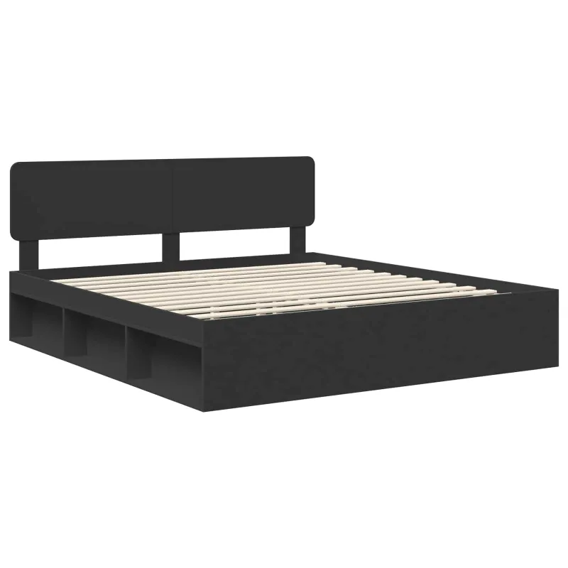 Lovos rėmas Juoda 200 x 200 cm Kietos pušies mediena