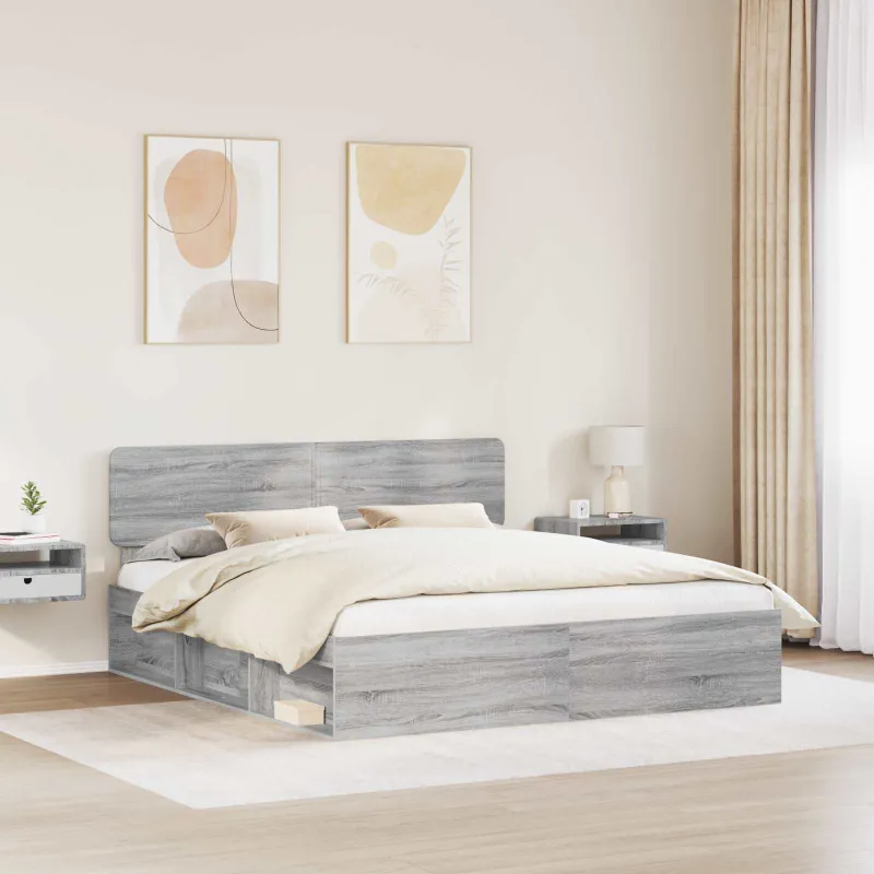 Lovos rėmas Pilkas Sonoma 200 x 200 cm Kietos pušies mediena