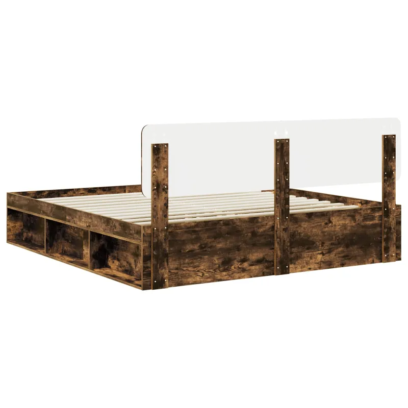 Lovos rėmas Rūkyta ąžuolas 180 x 200 cm Kietos pušies mediena