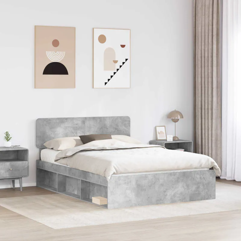 Lovos rėmas Betono pilka 150 x 200 cm Kietos pušies mediena