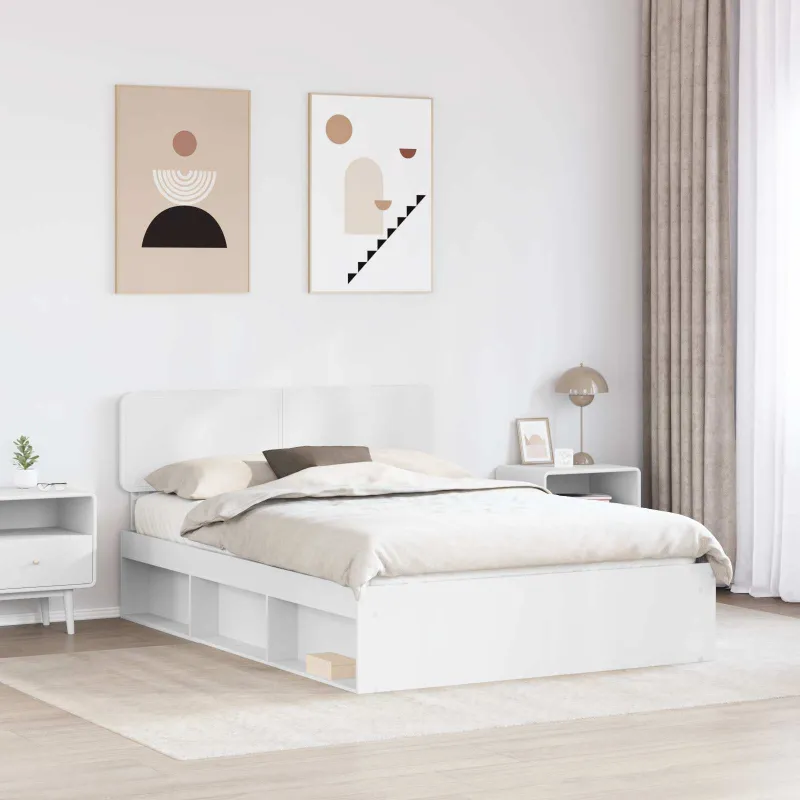Lovos rėmas Balta 140 x 200 cm Kietos pušies mediena