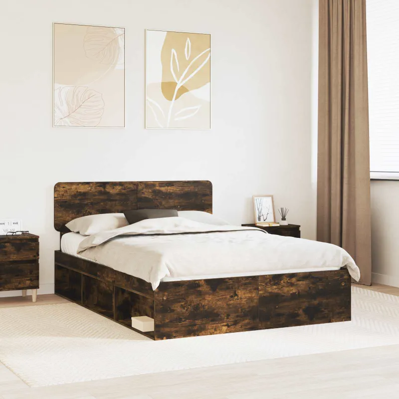 Lovos rėmas Rūkyta ąžuolas 140 x 200 cm Kietos pušies mediena