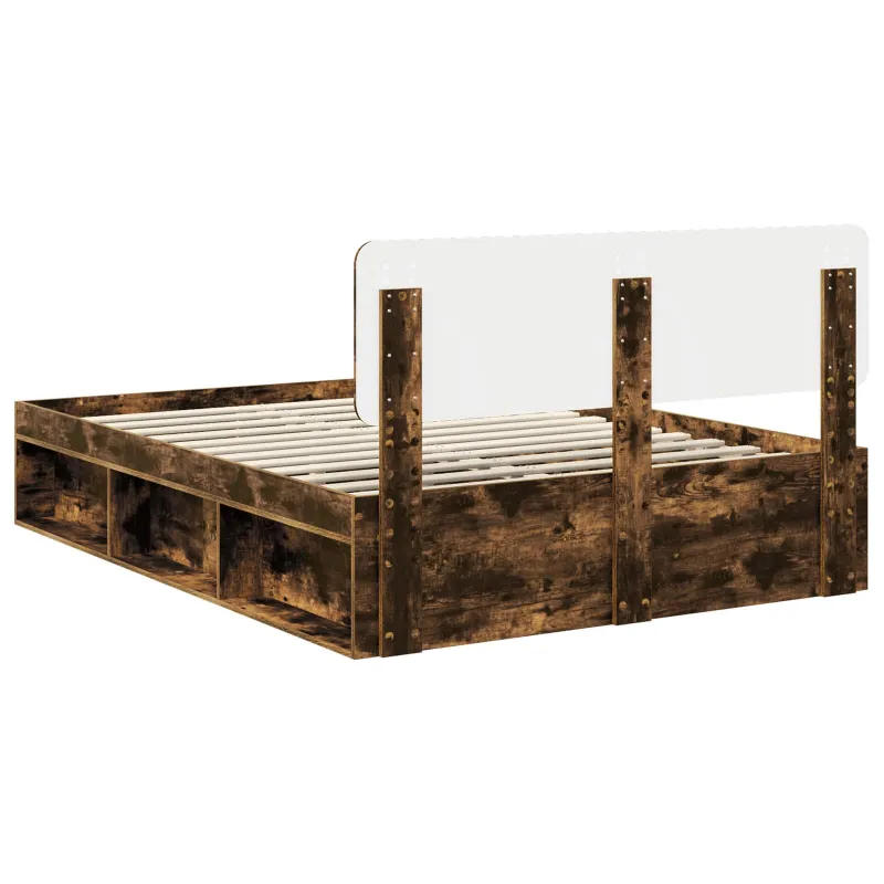 Lovos rėmas Rūkyta ąžuolas 140 x 190 cm Kietos pušies mediena