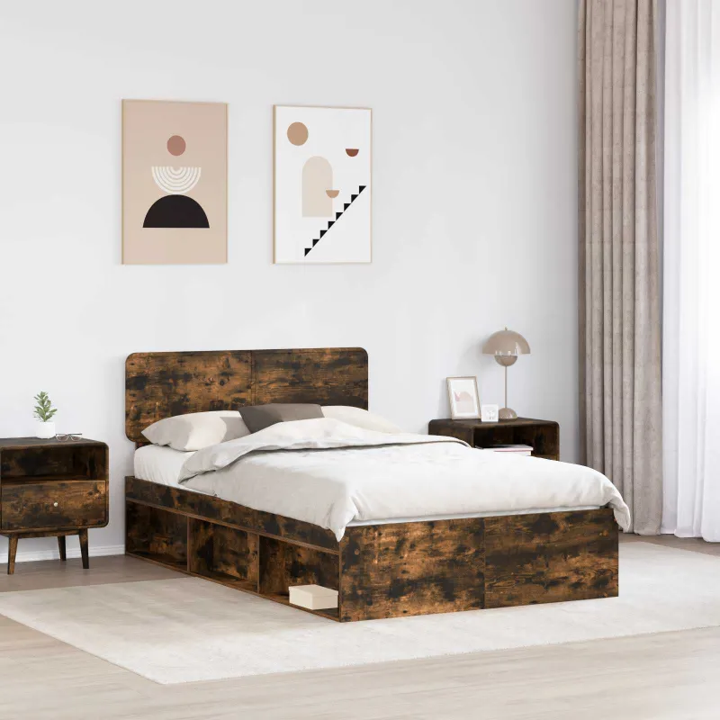 Lovos rėmas Rūkyta ąžuolas 135 x 190 cm Kietos pušies mediena