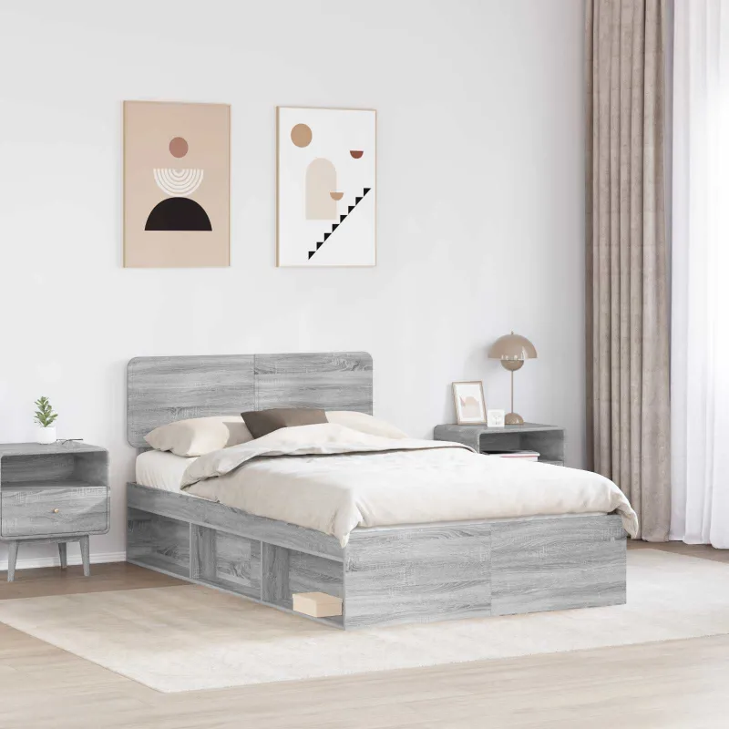 Lovos rėmas Pilkas Sonoma 135 x 190 cm Kietos pušies mediena