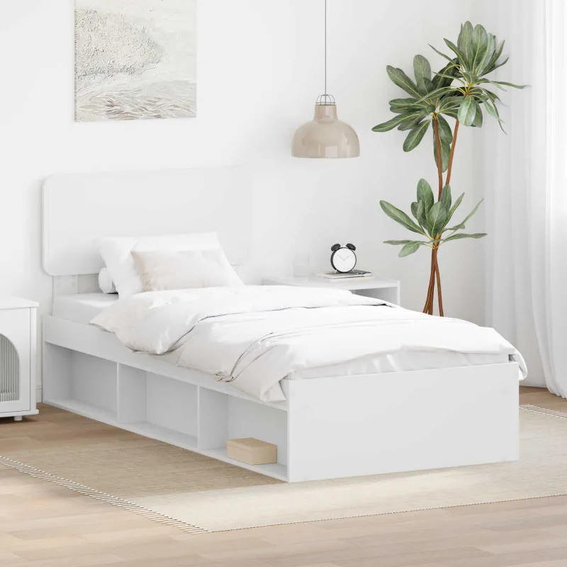 Lovos rėmas Balta 90 x 190 cm Kietos pušies mediena