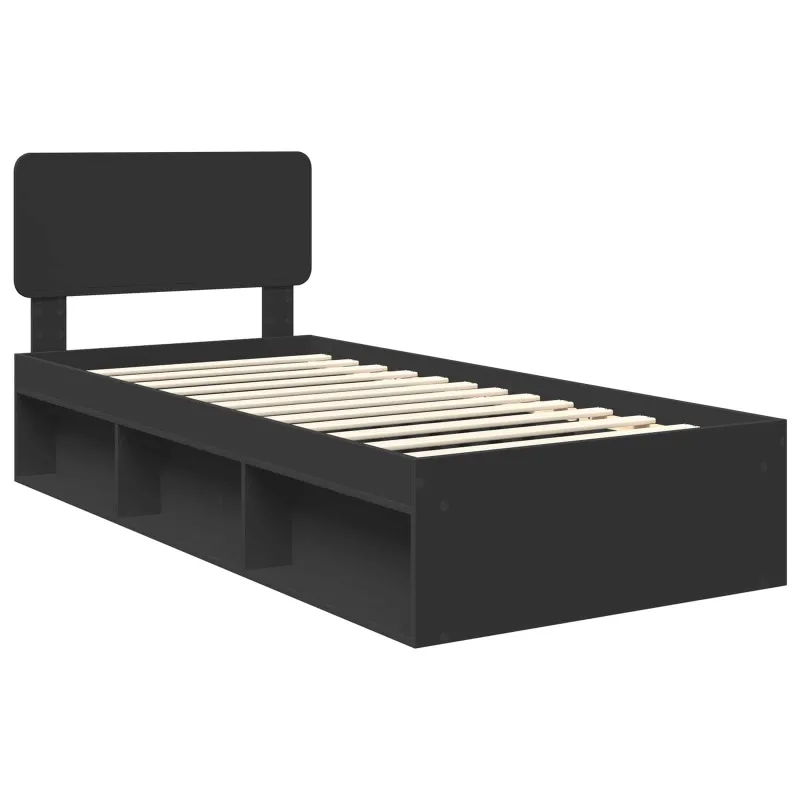 Lovos rėmas Juoda 90 x 190 cm Kietos pušies mediena