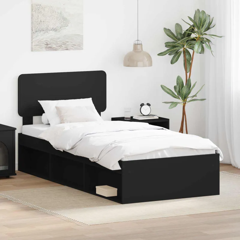 Lovos rėmas Juoda 75 x 190 cm Kietos pušies mediena