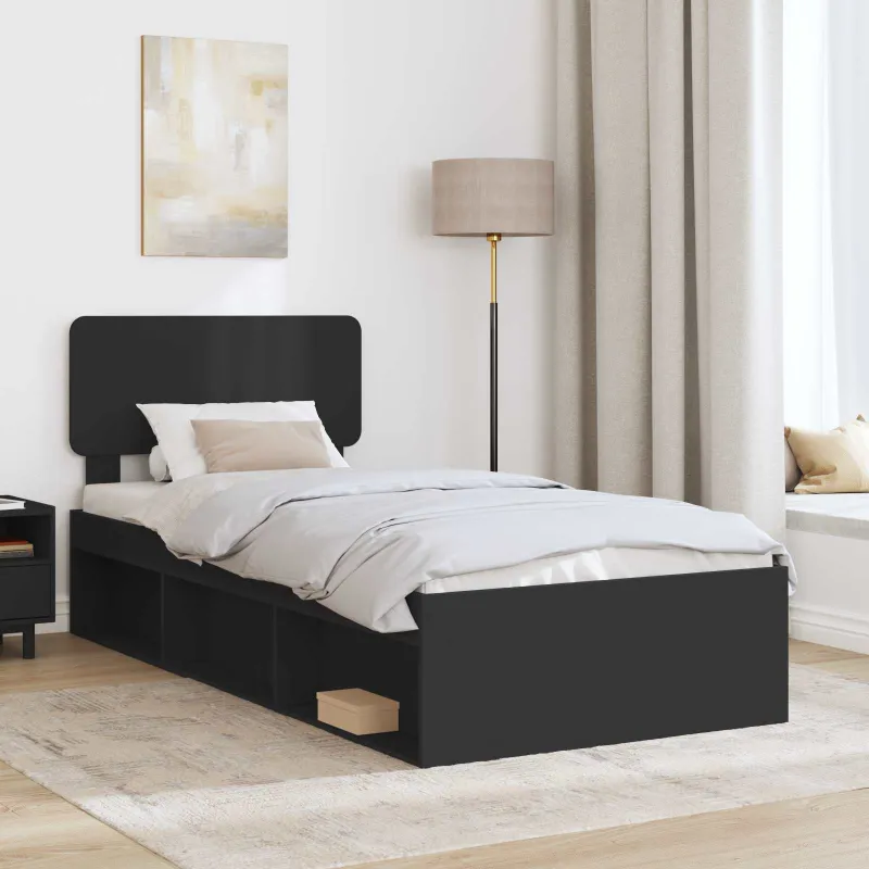 Lovos rėmas Juoda 75 x 190 cm Kietos pušies mediena