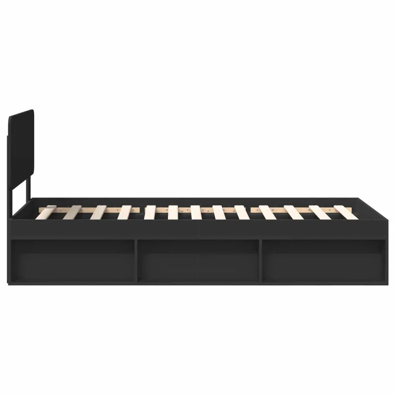Lovos rėmas Juoda 75 x 190 cm Kietos pušies mediena