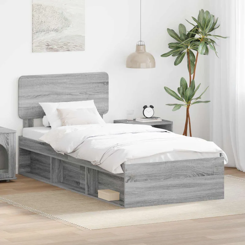 Lovos rėmas Pilkas Sonoma 75 x 190 cm Kietos pušies mediena