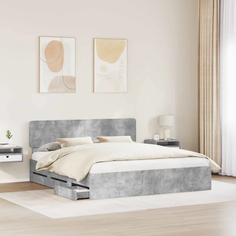 Lovos rėmas Betono Pilka 200 x 200 cm Dirbtinė mediena
