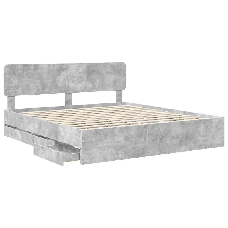Lovos rėmas Betono Pilka 200 x 200 cm Dirbtinė mediena
