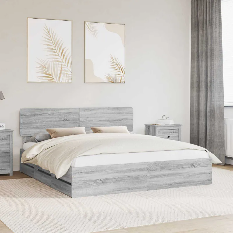 Lovos rėmas Pilka Sonoma 200 x 200 cm Dirbtinė mediena