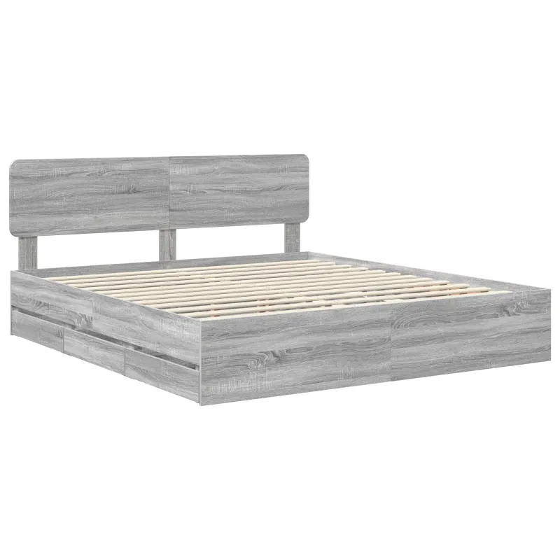 Lovos rėmas Pilka Sonoma 200 x 200 cm Dirbtinė mediena