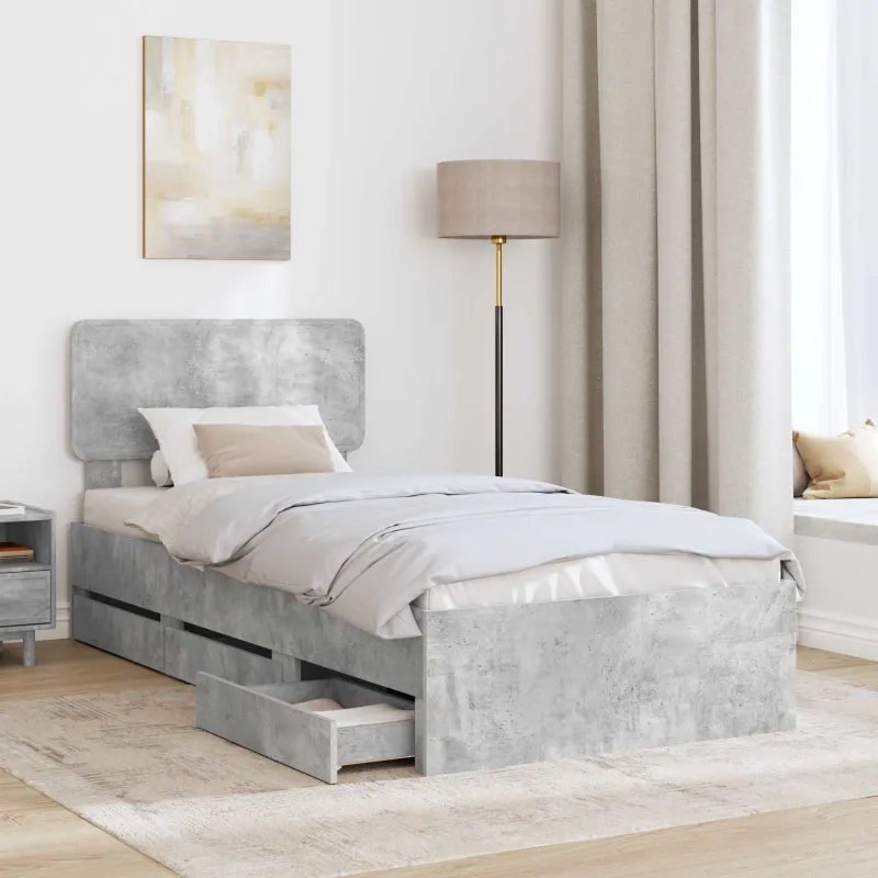 Lovos rėmas Betono Pilka 75 x 190 cm Dirbtinė mediena