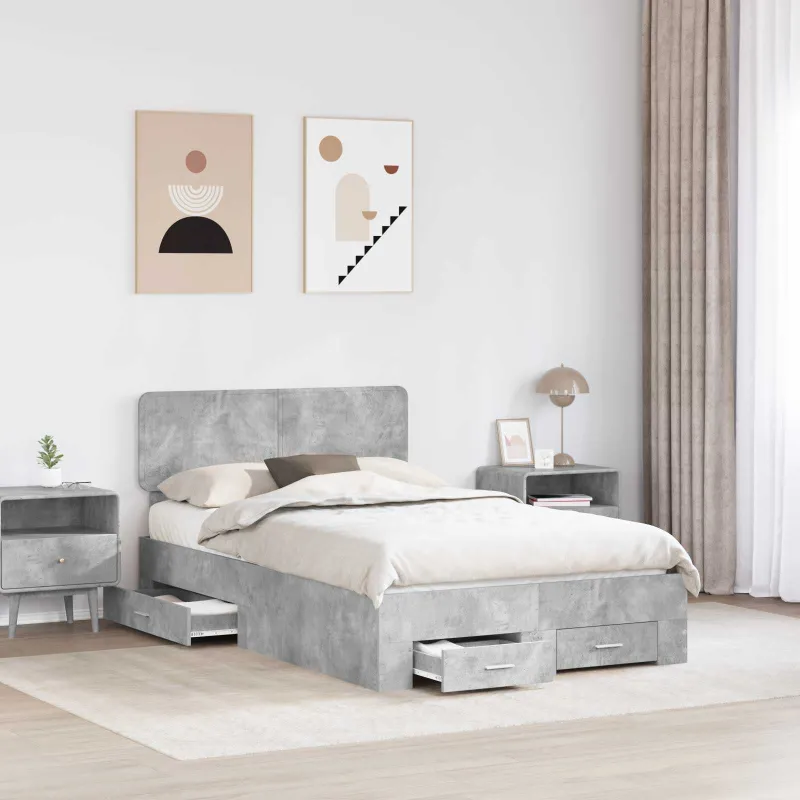Lovos rėmas Betono pilka 135 x 190 cm Apdirbta mediena