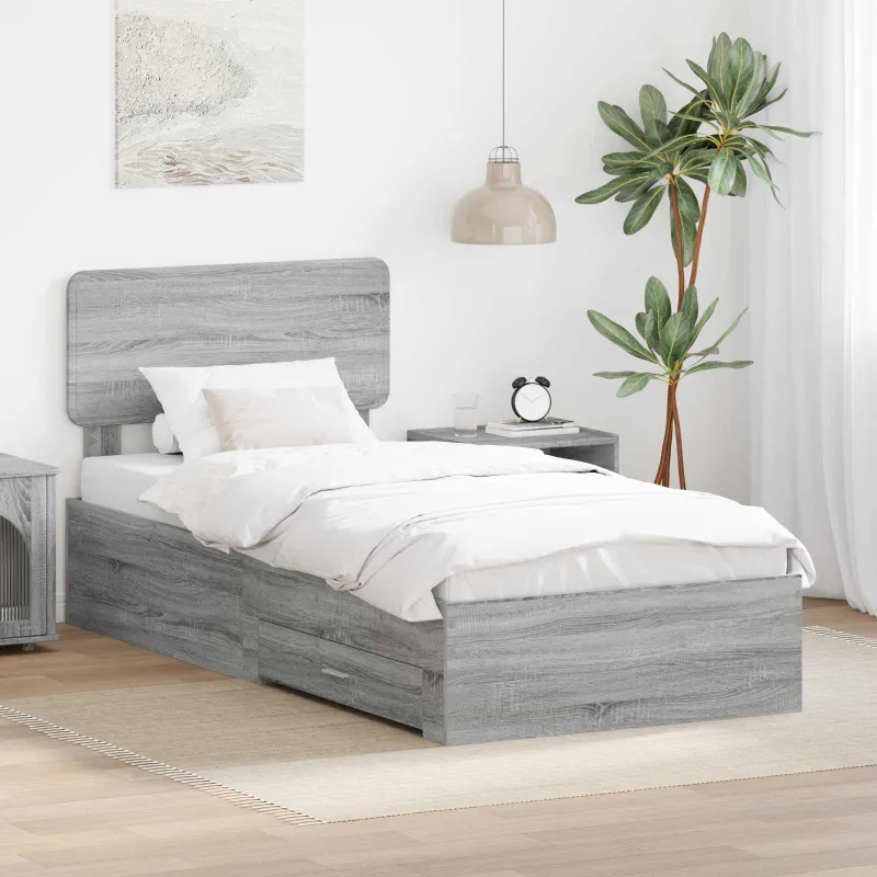 Lovos rėmas Pilkas Sonoma 90 x 190 cm Apdirbta mediena