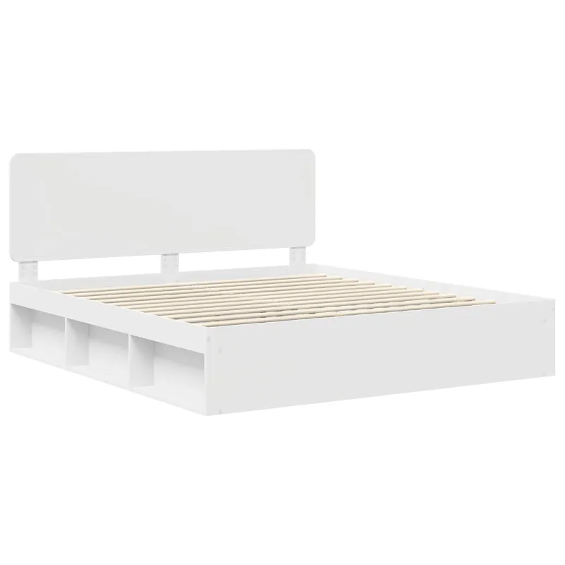 Lovos rėmas Balta 200 x 200 cm Kietos pušies mediena
