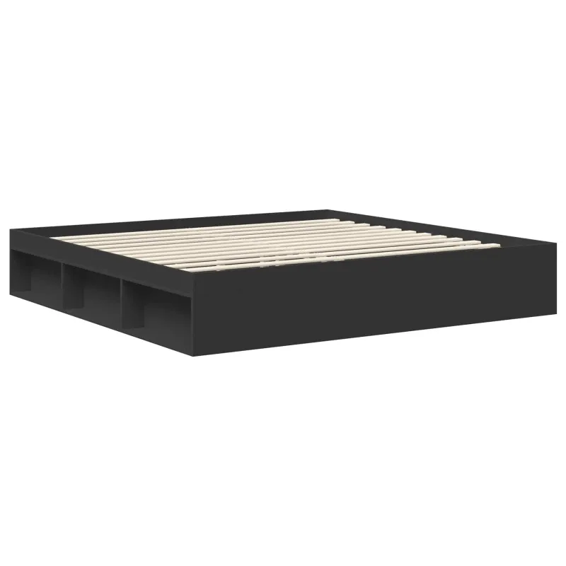 Lovos rėmas Juoda 200 x 200 cm Kietos pušies mediena