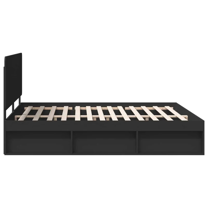 Lovos rėmas Juoda 200 x 200 cm Kietos pušies mediena