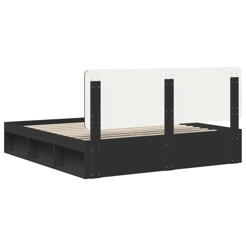 Lovos rėmas Juoda 200 x 200 cm Kietos pušies mediena