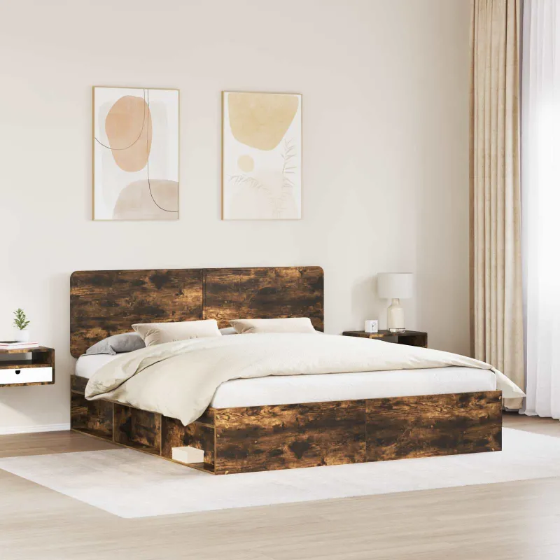 Lovos rėmas Rūkyta ąžuolas 200 x 200 cm Kietos pušies mediena