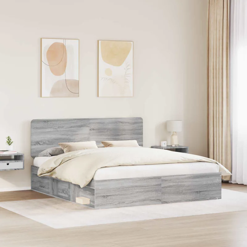 Lovos rėmas Pilkas Sonoma 180 x 200 cm Kietos pušies mediena