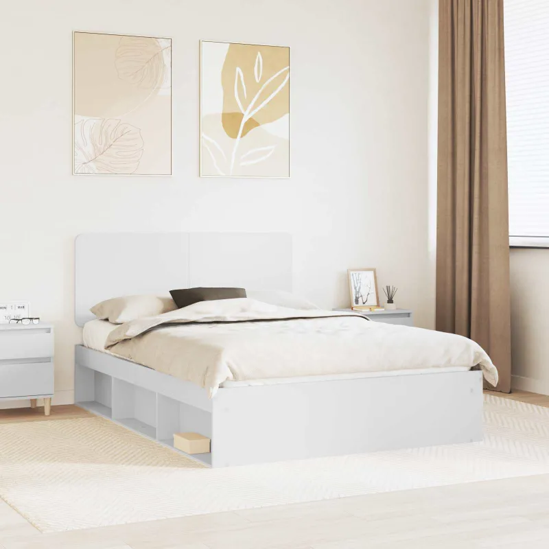 Lovos rėmas Balta 150 x 200 cm Kietos pušies mediena