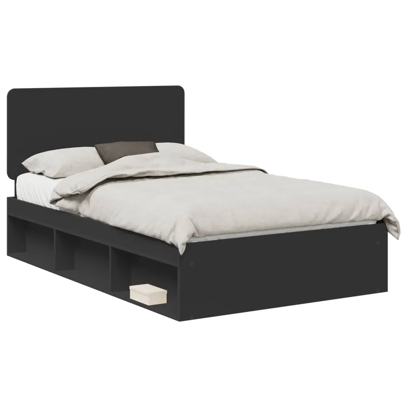 Lovos rėmas Juoda 135 x 190 cm Kietos pušies mediena
