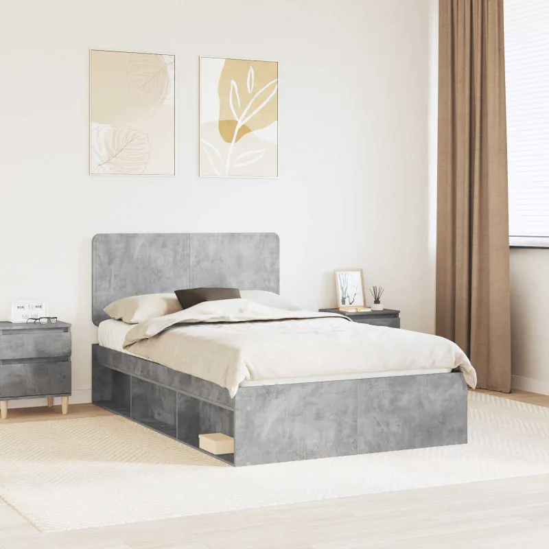 Lovos rėmas Betono pilka 135 x 190 cm Kietos pušies mediena