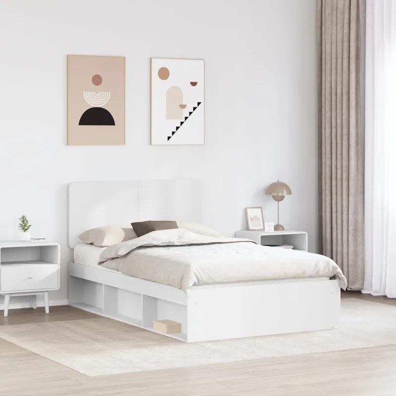 Lovos rėmas Balta 120 x 200 cm Kietos pušies mediena