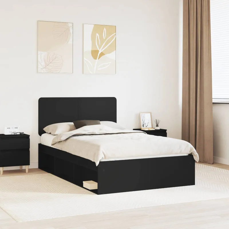Lovos rėmas Juoda 120 x 190 cm Kietos pušies mediena