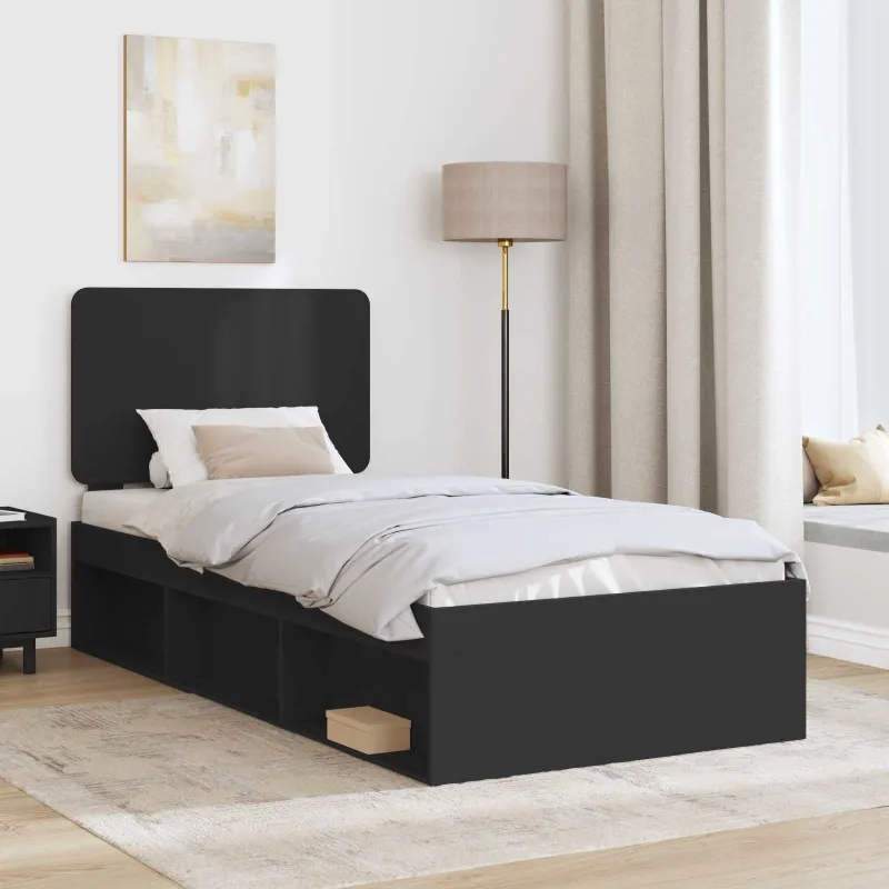 Lovos rėmas Juoda 90 x 200 cm Kietos pušies mediena