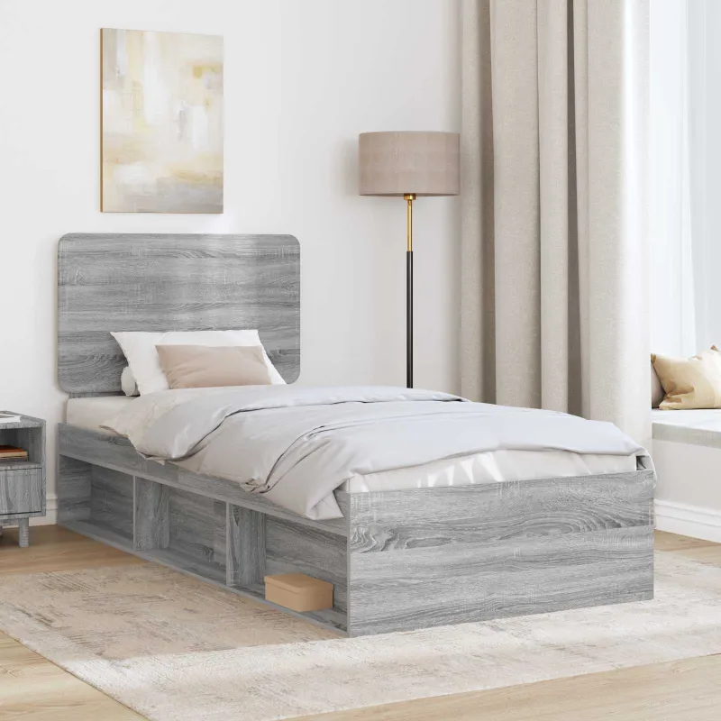 Lovos rėmas Pilkas Sonoma 90 x 200 cm Kietos pušies mediena